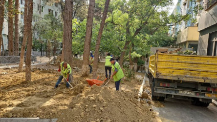 Rayonun Cavadxan küçəsi 26,30 saylı ünvanlarında abadlıq-quruculuq işləri davam edir.