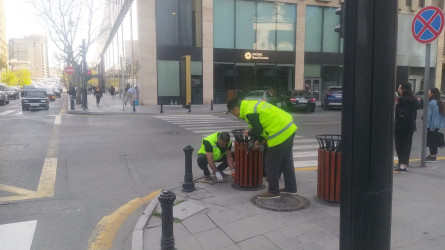 Mərkəzi küçə və prospektlərdə yeni kiçik tullantılar üçün qablar quraşdırılıb, cari təmir işləri aparılıb.