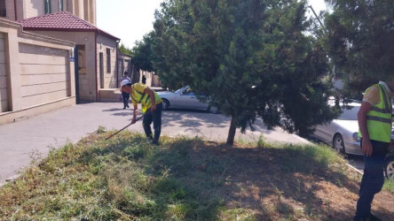 Rayonda tikinti aparılan binaların hasara alınmış ərazilərində  sanitar təmizlik işləri aparılıb.