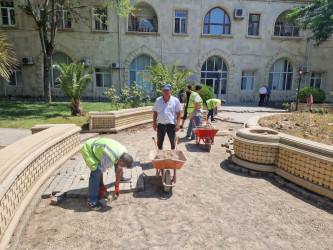 Rayon ərazisində parklarda  və yol kənarındakı istinad divarlarında cari təmir işləri aparılıb.