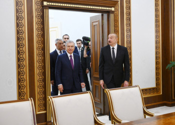 Prezidentlər İlham Əliyev və Şavkat Mirziyoyev Özbəkistanın Azərbaycandakı səfirliyinin yeni binasının açılışında iştirak ediblər