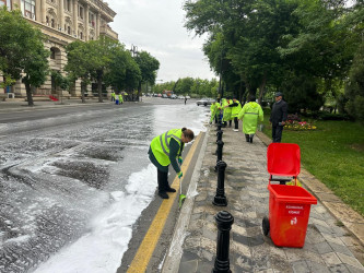 Rayonda dezinfeksiya və ticarət obyektlərinin vitrinlərində sanitar təmizlik işləri aparılıb