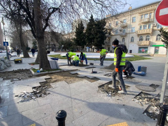 Rayon ərazisində piyada səkilərində cari təmir işləri aparılıb.