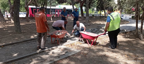 Nəsimi rayonu S.Rüstəm, H. Vəzirov, Bakıxanov və M. Cəlal küçələrində təmir-bərpa işləri aparılıb