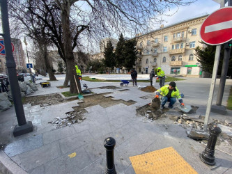 Rayon ərazisində piyada səkilərində cari təmir işləri aparılıb.