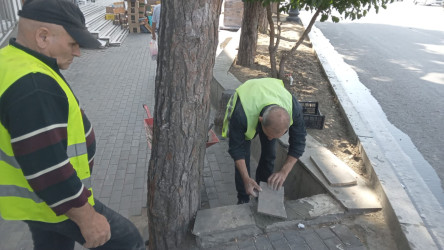 Nəsimi rayonu ərazisində piyada səkilərində təmir-bərpa işləri aparılıb.