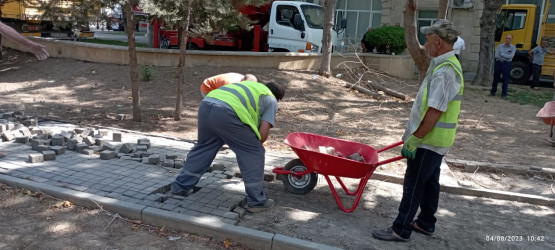 Nəsimi rayonu S.Rüstəm, H. Vəzirov, Bakıxanov və M. Cəlal küçələrində təmir-bərpa işləri aparılıb