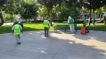 Nəsimi rayonunda parklarda təmizlik-dezinfeksiya tədbirləri görülüb